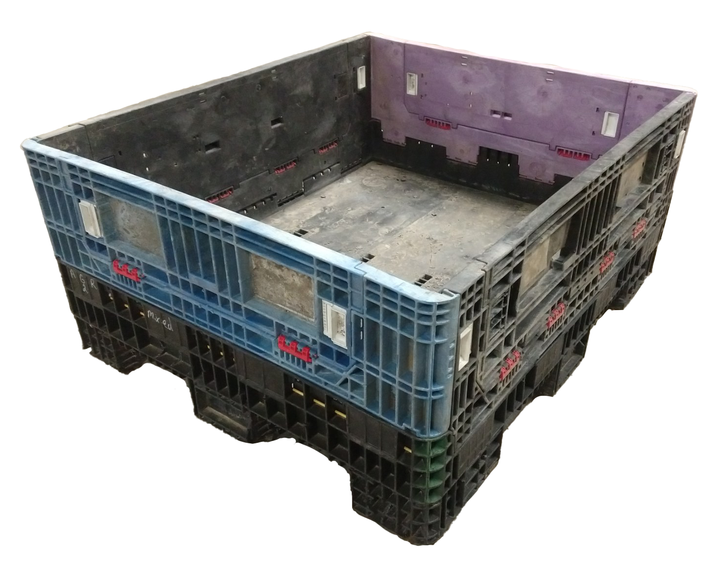 Reconditioned HPJ Industries 56" x 48" x 25" Mixed Color 48" Side Bulk Container - 2 Drop Doors