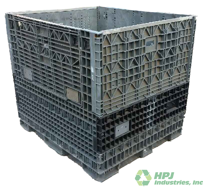 Reconditioned HPJ Industries 56" x 48" x 50" Mixed Color Bulk Container - 2 Drop Doors