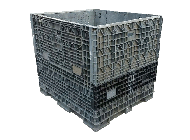 Reconditioned HPJ Industries 56" x 48" x 34" Mixed Color Bulk Container - 2 Drop Doors