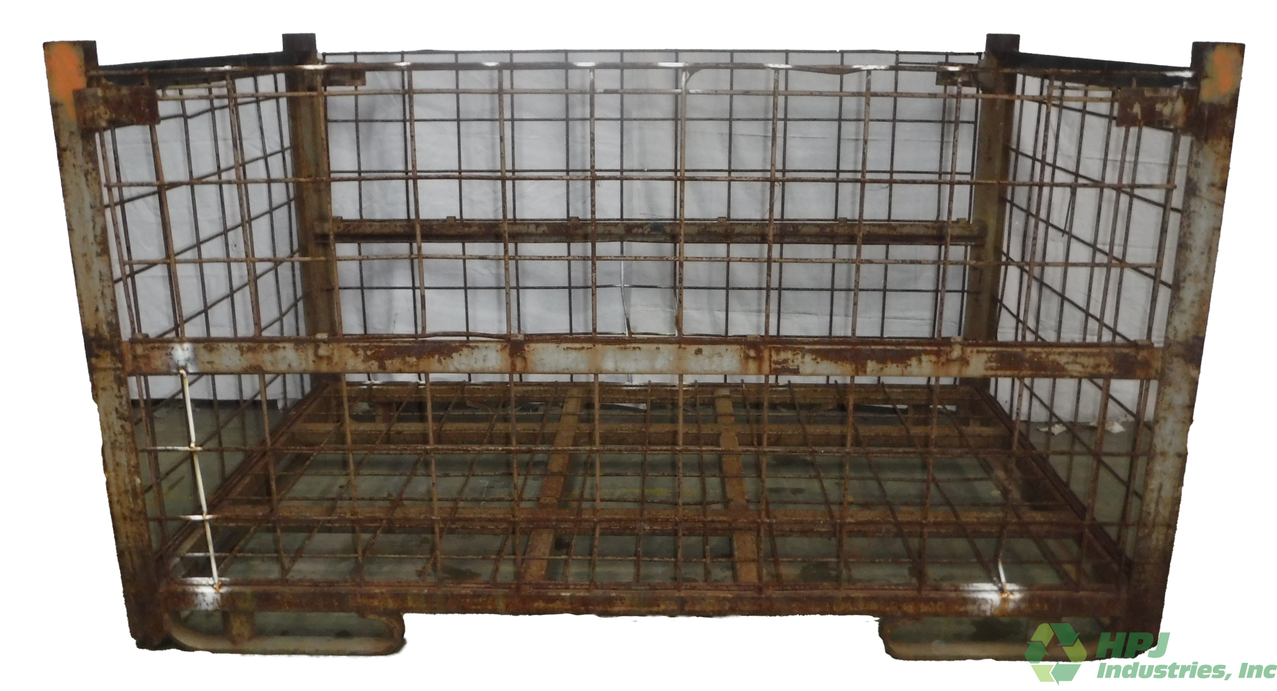 Used HPJ Industries 84" x 54" x 49" Wire Basket 84" Side - 2 Drop Doors