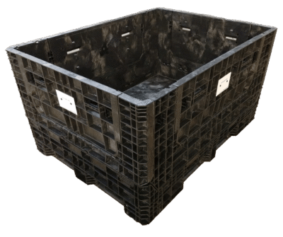 Lightly Used Buckhorn 64" x 48" x 34" All Black Bulk Container - 4 Drop Doors