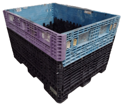 Reconditioned HPJ Industries 64" x 48" x 41" Mixed Color Bulk Container - 2 Drop Doors