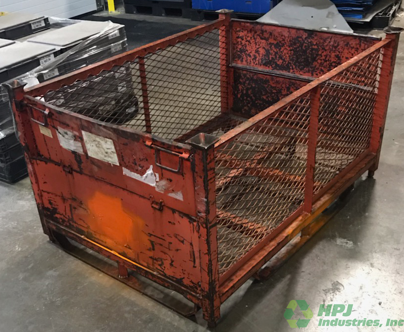 Used HPJ Industries 61" x 43" x 32" Wire Basket 2 Solid Drops 43" Side - 2 Drop Doors