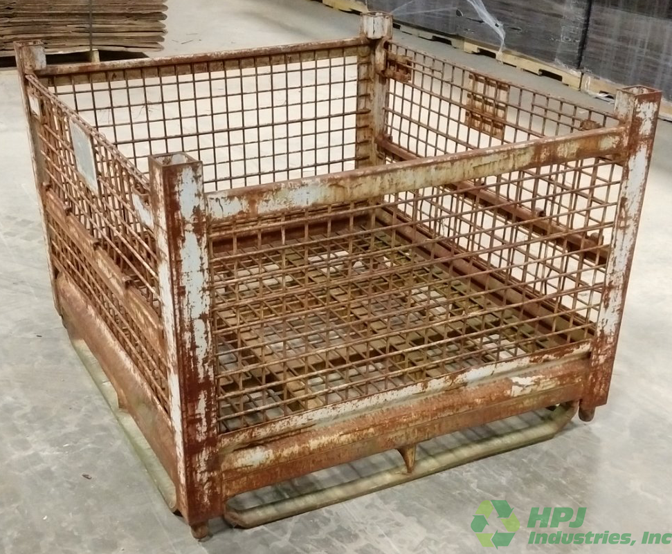 Used HPJ Industries 48" x 45" x 34" Wire Basket 48" Side - 2 Drop Doors